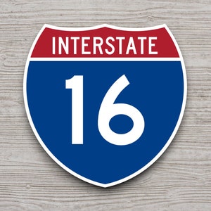 Interstate route 16 sticker, souvenir travel sticker, road sign decor, travel gift, planner sticker, laptop decal Bild 6