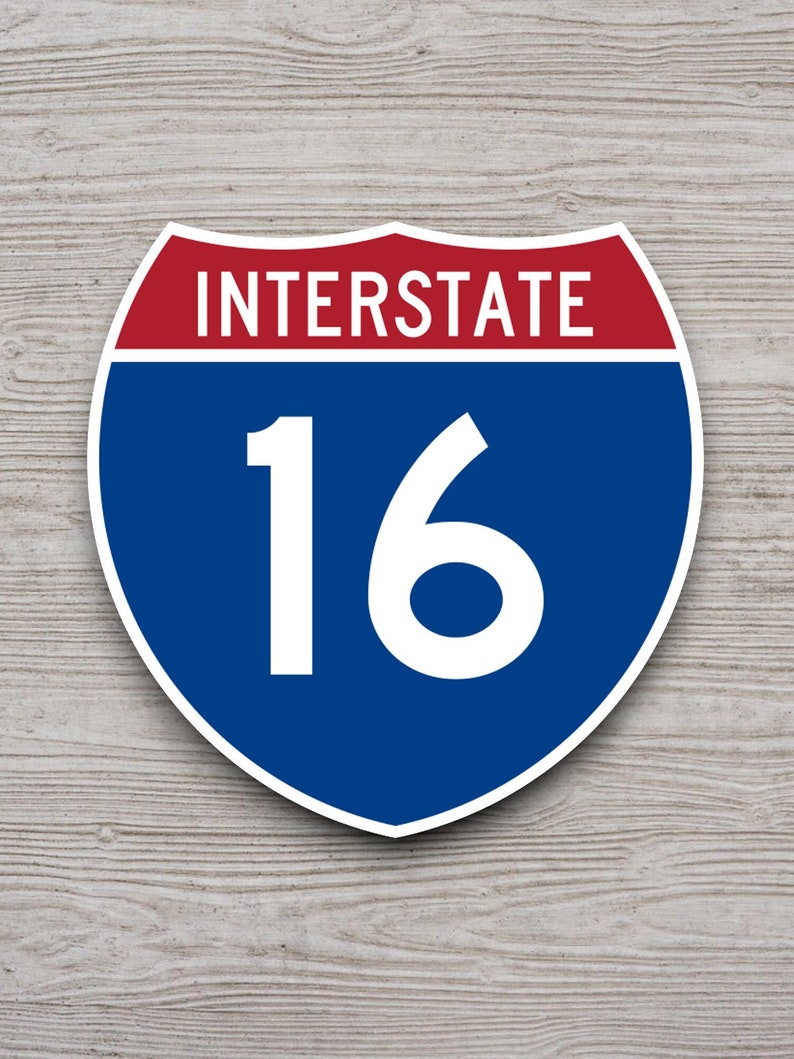 Interstate route 16 sticker, souvenir travel sticker, road sign decor, travel gift, planner sticker, laptop decal Bild 6