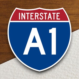 Interstate route  a1 sticker, Interstate Highway Sign Expressway Stickers, Highway Sign Road Trip Sticker