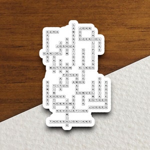 Bible scrabble sticker, Bible sticker, books of the bible, Religious Sticker, Faith Sticker, Worship Sticker, Christian Sticker
