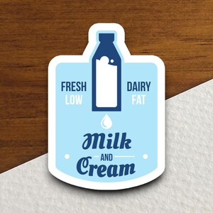 Sticker lait et crème faibles en gras produits laitiers frais, Sticker drôle, Sticker humour, Sticker phrase
