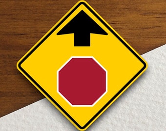Adesivi per segnaletica stradale "stop avanti", adesivi stradali, decorazioni per segnaletica stradale, segnali di lavori stradali, segnali di edifici, segnaletica stradale