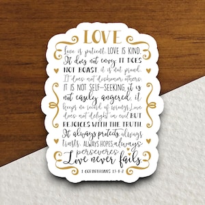 L'amour est patient Sticker L'amour est gentil, Sticker religieux, Sticker foi, Sticker culte, Sticker chrétien, Sticker Écriture sainte