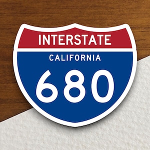 Interstate route  680 california sticker, California sticker, Interstate Highway Sign Expressway Stickers, Highway Sign Road Trip Sticker