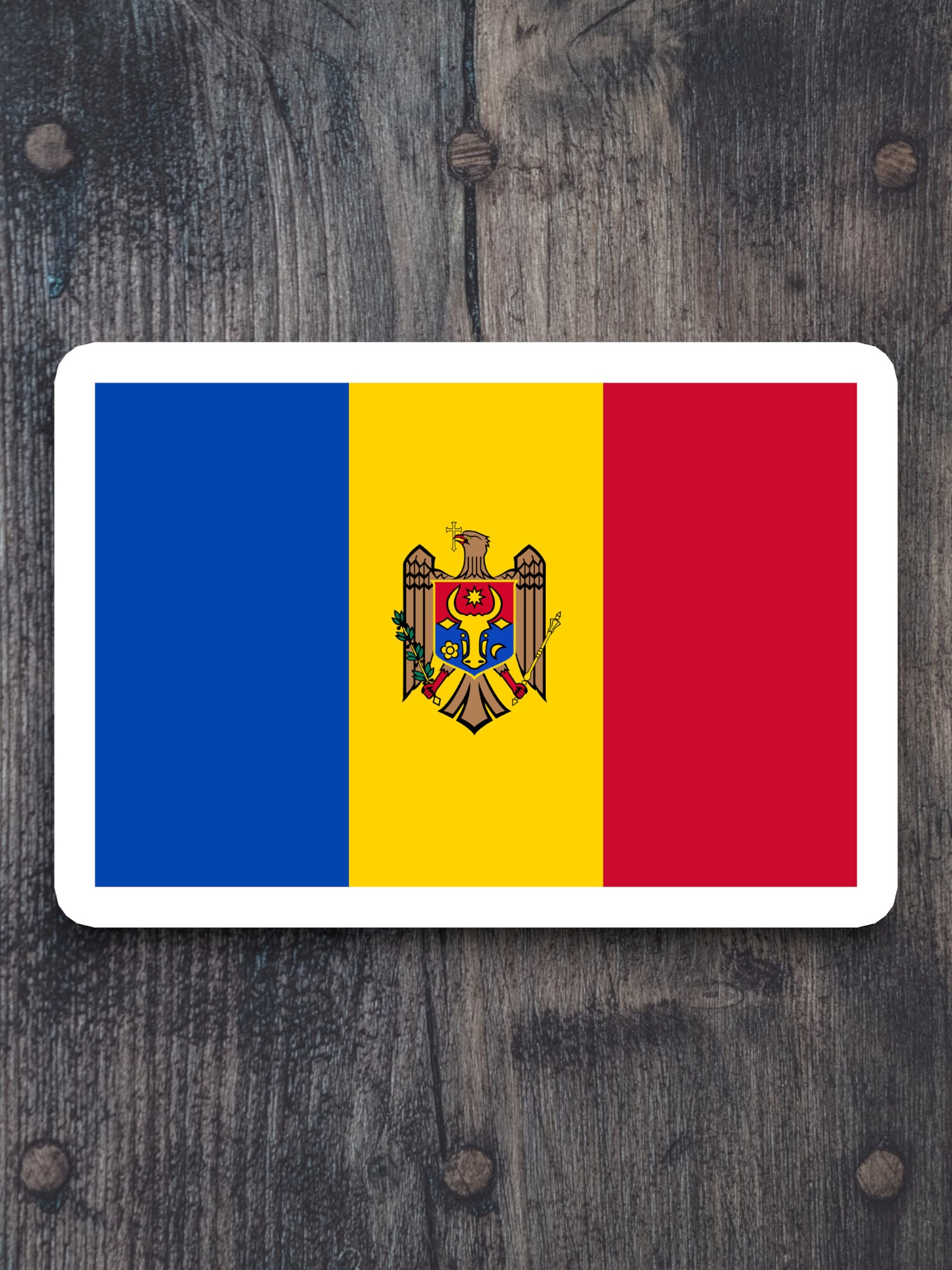 Akachafactory Adesivo Ovale Bandiera Moldavia MD – Resistente Ad Acqua E Sole, 12x8 Cm