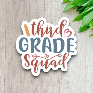 Third Grade Squad Sticker, Teacher Sticker, Education Sticker, School ...