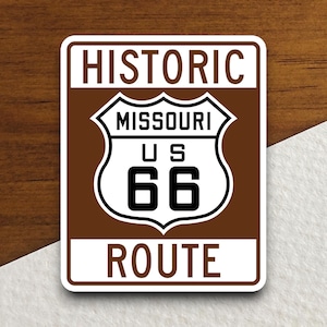 Historische Route 66 - Missouri verkeersbordsticker, roadtripsticker, snelwegbord, kamerdecoratie, reissticker