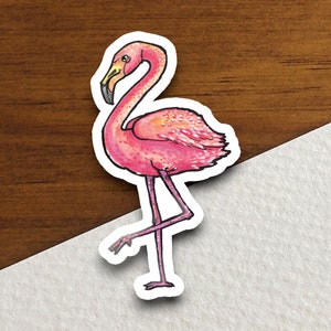 Pink flamingo sticker, Funny Animal Sticker For Laptop, Water Bottle, Hydro flask, Phone, Computer, Gift, Pet Sticker