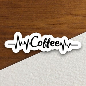Pegatina de latido de café, pegatinas divertidas, pegatina de café, cafeína, amante del café, cafetería, descafeinado, pegatina de barista
