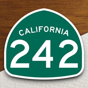 California State Route 242 Straßenschild Aufkleber, Straßenschild, Straßenschild, Reiseaufkleber, Zimmerdekor