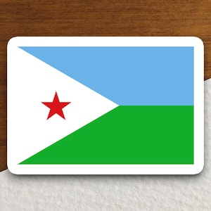 Adesivo de bandeira do país de Djibuti, adesivo de país internacional, adesivo internacional, adesivo de Djibuti
