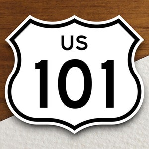 Sticker verkeersbord route 101 Verenigde Staten, sticker roadtrip, snelwegbord, kamerdecoratie, reissticker