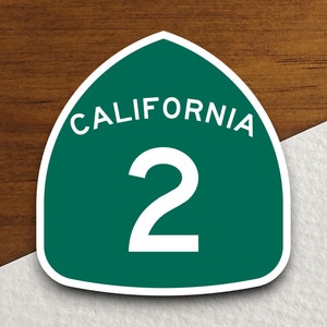 Autocollant de panneau de signalisation de la route 2 de l'État de Californie, autocollant de voyage sur la route, panneau de signalisation routière, décoration de chambre, autocollant de voyage