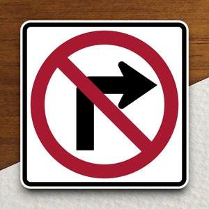 Verkeersbordstickers niet naar rechts, verkeerssticker, decoratie verkeersbord, verkeersborden, verkeersbord