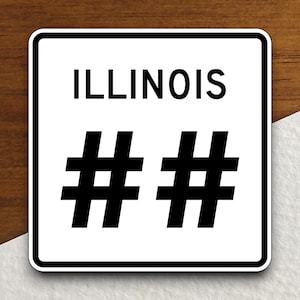 Aangepaste verkeersbordsticker Illinois State Route, sticker roadtrip, snelwegbord, kamerinrichting, reissticker