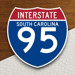 Interstate route  95 south carolina sticker, Interstate Highway Sign Expressway Stickers, Highway Sign Road Trip Sticker
