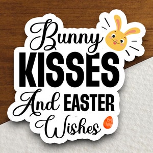Sticker lapin bisous et voeux de Pâques, sticker lapin, sticker baiser, sticker de Pâques, sticker religieux, sticker foi, sticker pour ordinateur portable, bible