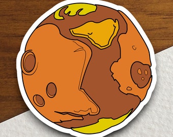 Cratered Planet Sticker, Funny Stickers, Laptop Decals, Tumbler Stickers, Water Bottle Sticker