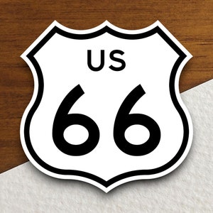 United States route 66 road sign sticker, road trip sticker, highway sign, room decor, travel sticker