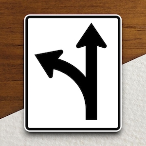 Linksaf of rechtdoor: verkeersbordstickers, verkeerssticker, decoratie verkeersborden, verkeersborden, bouwborden