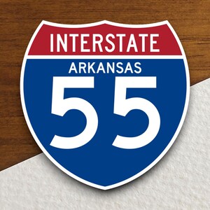 Interstate route  55 arkansas sticker, Interstate Highway Sign Expressway Stickers, Highway Sign Road Trip Sticker