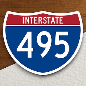 Interstate route  495 sticker, Interstate Highway Sign Expressway Stickers, Highway Sign Road Trip Sticker