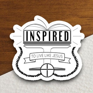 Sticker Inspiré pour vivre comme Jésus, Sticker religieux, Sticker foi, Sticker culte, Sticker chrétien, Sticker Écriture sainte