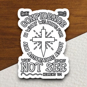 Ahora la fe es confianza, calcomanía religiosa, calcomanía de fe, calcomanía de adoración, calcomanía cristiana, calcomanía de las Escrituras
