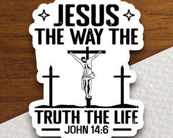 Adesivo "Jesus: O Caminho, a Verdade e a Vida", Versículo Bíblico Cristão, Adesivo de Vinil com Fé Religiosa, Presente com Escrituras, Decoração Inspiradora