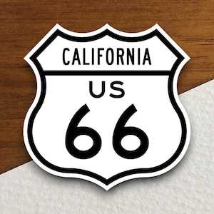 Historic Route 66 - Autocollant de panneau de signalisation en Californie, autocollant de voyage sur la route, panneau de signalisation routière, décoration de chambre, autocollant de voyage