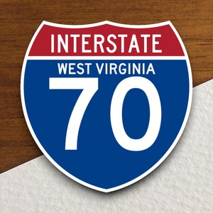 Interstate route  70 west virginia sticker, Interstate Highway Sign Expressway Stickers, Highway Sign Road Trip Sticker