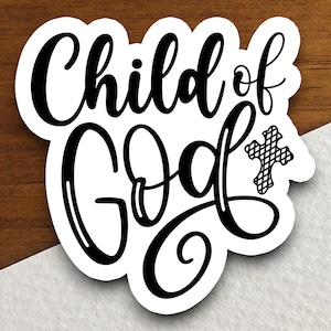 Sticker kind van God, kindsticker, kruissticker, religieuze sticker, geloofssticker, aanbiddingssticker, christelijke sticker, schriftsticker