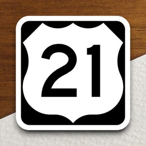 Pegatina de la ruta 21 de Estados Unidos, pegatina para viaje por carretera, señal de carretera, decoración de cumpleaños, pegatina de viaje
