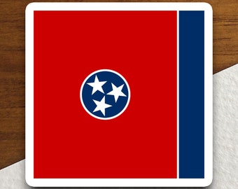 Tennessee state flag sticker, Tennessee sticker, state sticker, United States flag sticker, America sticker