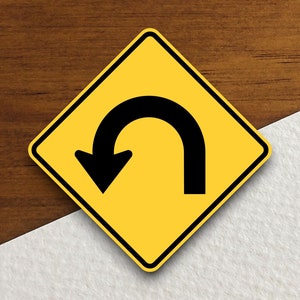 Draai rond pijl verkeersbordstickers, verkeerssticker, decoratie verkeersborden, verkeersborden, bouwborden, verkeersbord