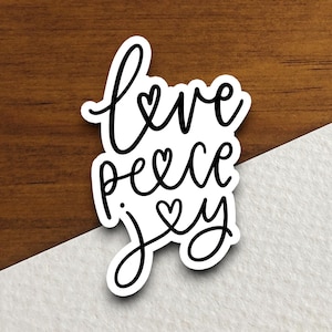 Pegatina de amor, paz y alegría, pegatina religiosa, pegatina de fe, pegatina de adoración, pegatina cristiana, pegatina de las Escrituras