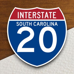 Interstate route  20 south carolina sticker, Interstate Highway Sign Expressway Stickers, Highway Sign Road Trip Sticker