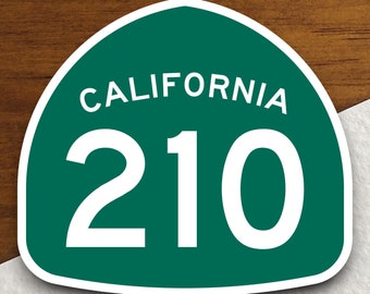 Autocollant de panneau de signalisation de la route 210 de l&#39;état de Californie, autocollant de voyage sur la route, panneau de signalisation routière, décoration de chambre, autocollant de voyage