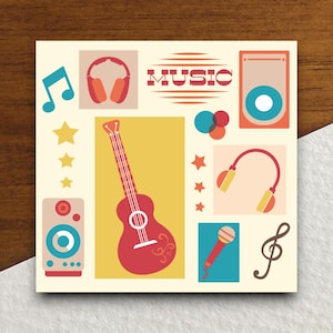 Muzieksticker, zangsticker, bandsticker, gitaarsticker, instrumentsticker, microfoonsticker