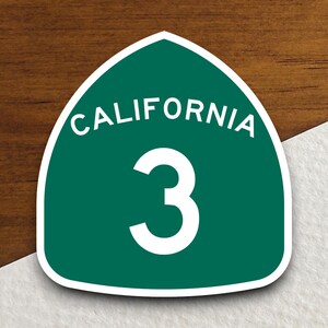 California state route 3 road sign sticker, road trip sticker, highway sign, room decor, travel sticker