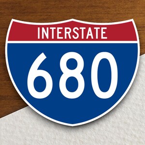 Interstate route  680 sticker, Interstate Highway Sign Expressway Stickers, Highway Sign Road Trip Sticker