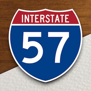 Interstate route  57 sticker, Interstate Highway Sign Expressway Stickers, Highway Sign Road Trip Sticker