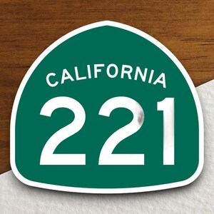Californië staat route 221 verkeersbordsticker, roadtripsticker, snelwegbord, kamerinrichting, reissticker