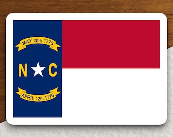 North Carolina state sticker, North Carolina flag sticker, pennant sticker, banner sticker, North Carolina symbol sticker, emblem sticker