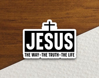 Adesivo "Jesus: O Caminho, a Verdade e a Vida", Adesivo de Fé Cristã, Adesivo de Vinil com Versículo Bíblico, Presente Religioso, Adesivo com Citação das Escrituras