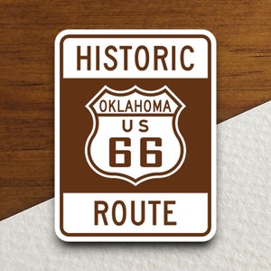 Historische Route 66 - Oklahoma verkeersbordsticker, roadtripsticker, snelwegbord, kamerdecoratie, reissticker