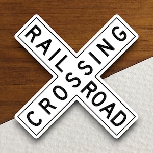 Spoorwegovergang crossbuck verkeersbordstickers, verkeerssticker, decoratie verkeersbord, verkeersborden, bouwborden