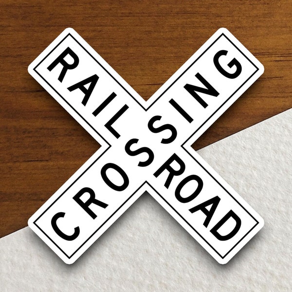 Railroad crossing crossbuck sticker, Laptop Decals, Tumbler Stickers, Water Bottle Sticker, Journal Sticker, Custom Stickers