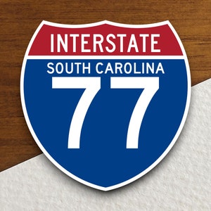 Interstate route  77 south carolina sticker, Interstate Highway Sign Expressway Stickers, Highway Sign Road Trip Sticker