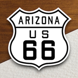 United States route 66 Arizona road sign sticker, road trip sticker, highway sign, room decor, travel sticker